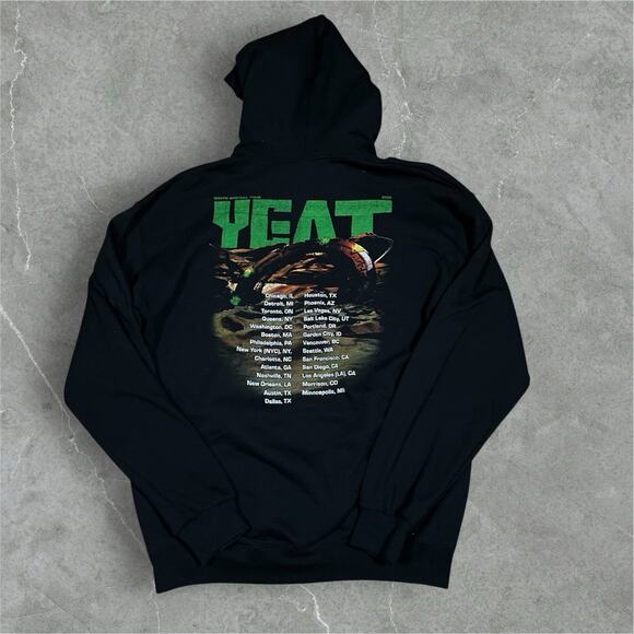 Yeat North American Tour Hoodie Mens Size Large Black Double Sided 2023 - Picture 2 of 8